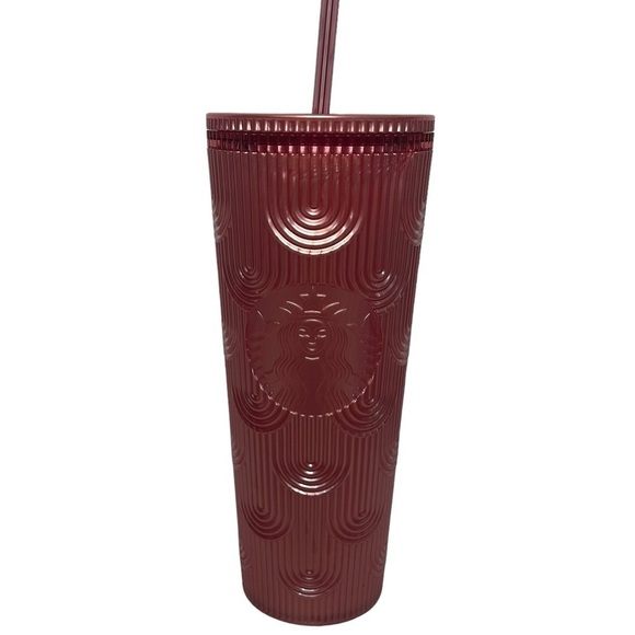 Starbucks Dusty Rose Pink Shimmer Shell Mermaid Scales Cold Cup Tumbler 24 oz - Picture 7 of 15